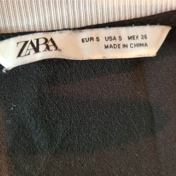 Zara founcy tunic length black blouse / mini-dress Babydoll size Small - Picture 4 of 5